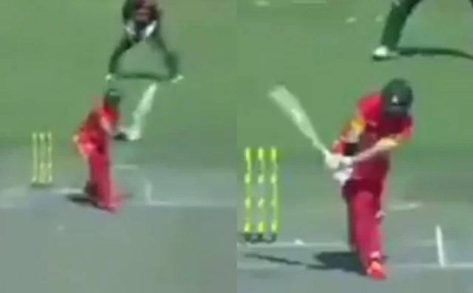 Video: Ryan plays a scintillating whip shot for a maximum against Bangladesh