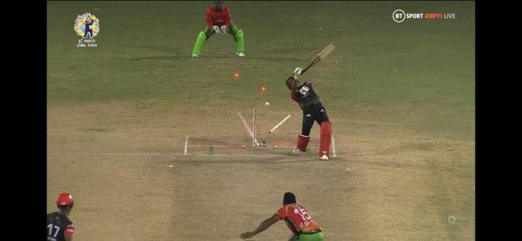 CPL LIVE: See how DJ Bravo get clean bowled in the second semifinal against GAW